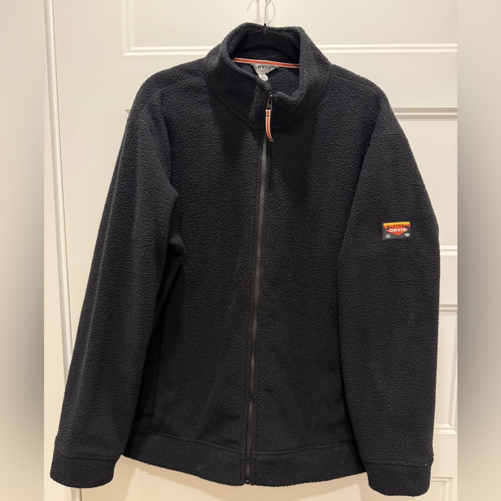 Orvis Classic Collection Black Full Zip Fleece Jacket Size Large
